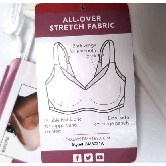 Olga No Side Effects Wire Free Bra Womens Plus Size 3X White Wireless NEW NWT - Picture 9 of 10